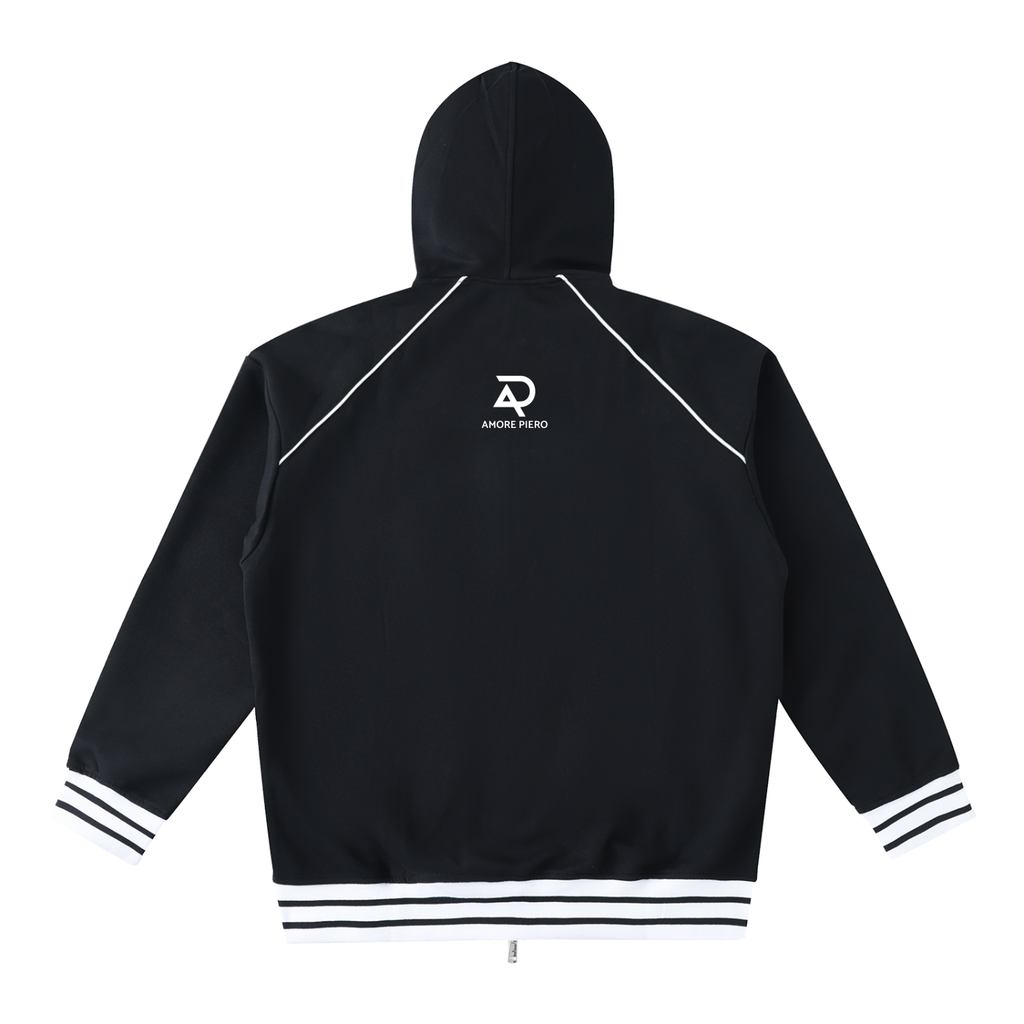 Ambition Striped Trim Zip-Up Hoodie