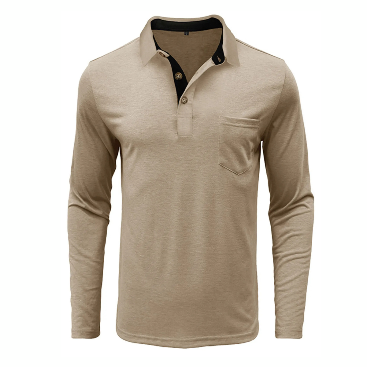 Men's Full Size Button Detail Long Sleeve Polo Plus Size
