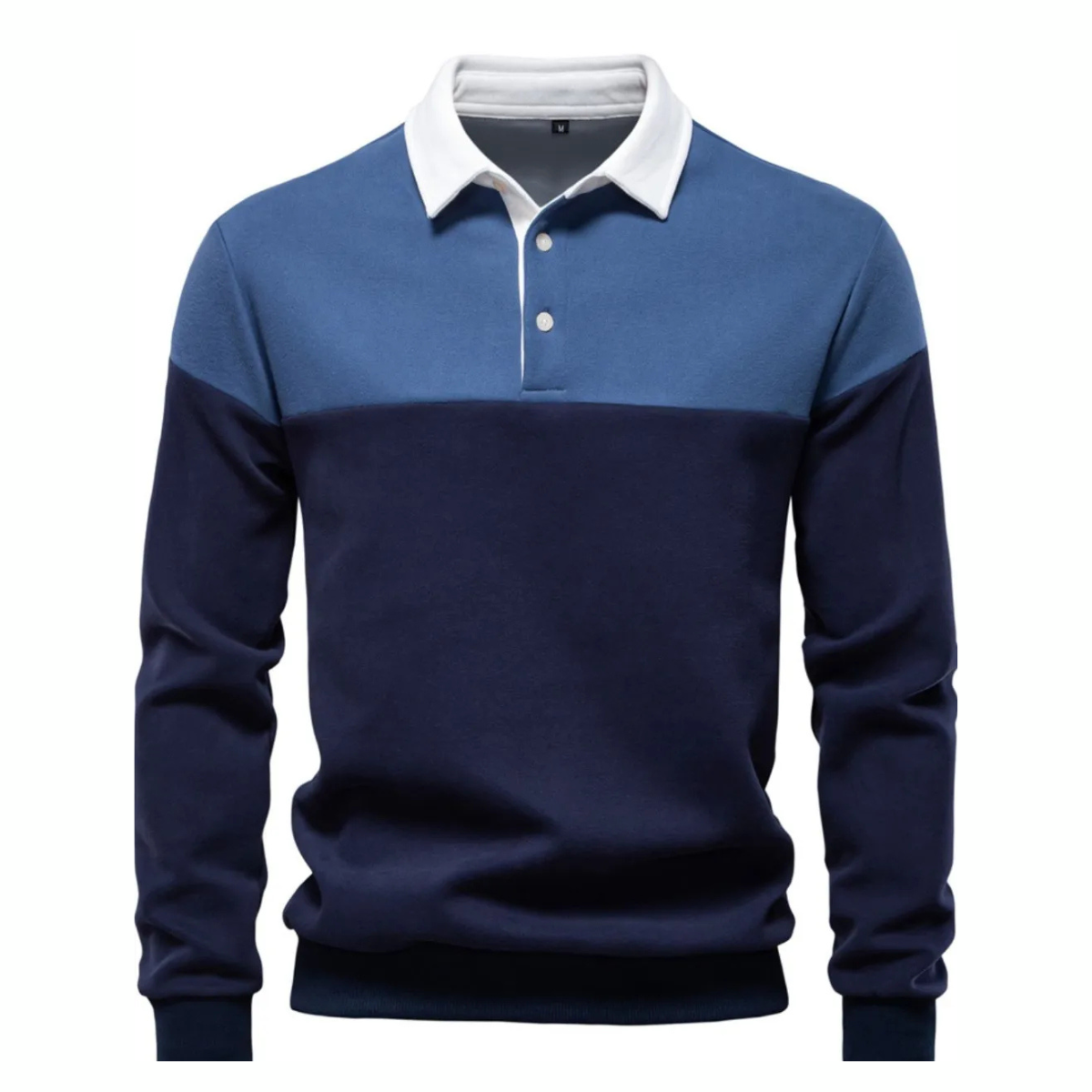 Men's Collared Neck Contrast Long Sleeve Polo