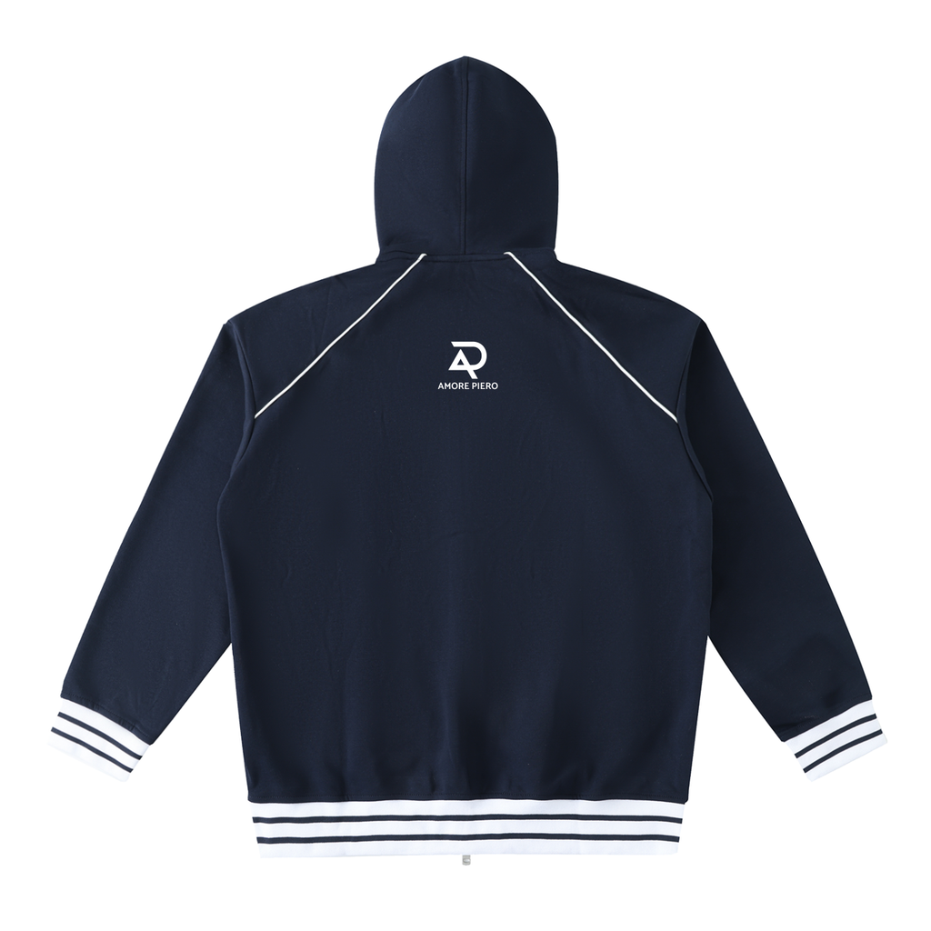 Ambition Striped Trim Zip-Up Hoodie