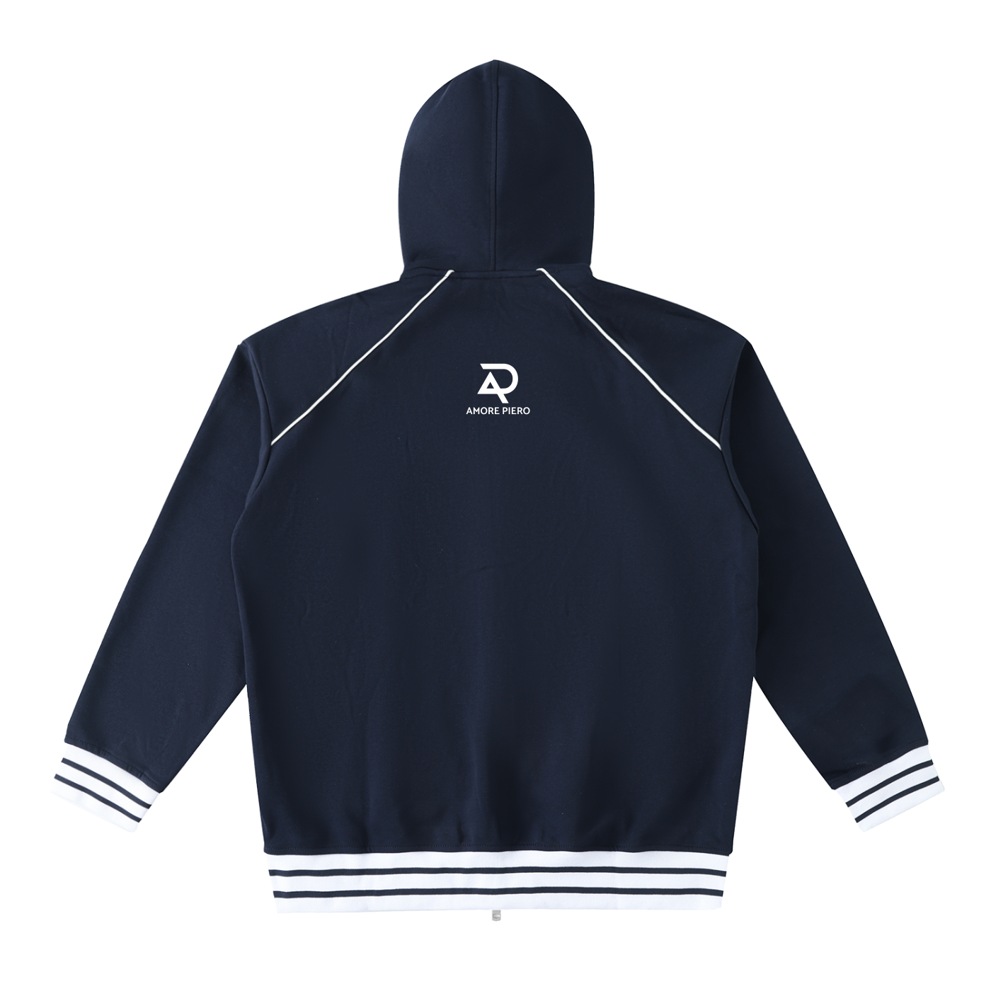 Ambition Striped Trim Zip-Up Hoodie