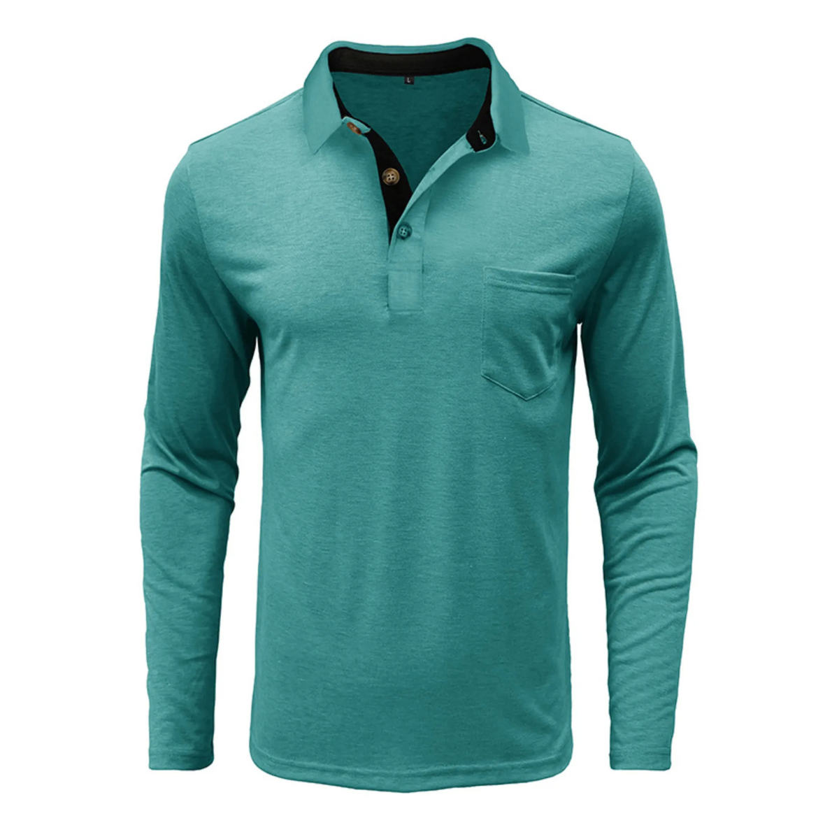 Men's Full Size Button Detail Long Sleeve Polo Plus Size