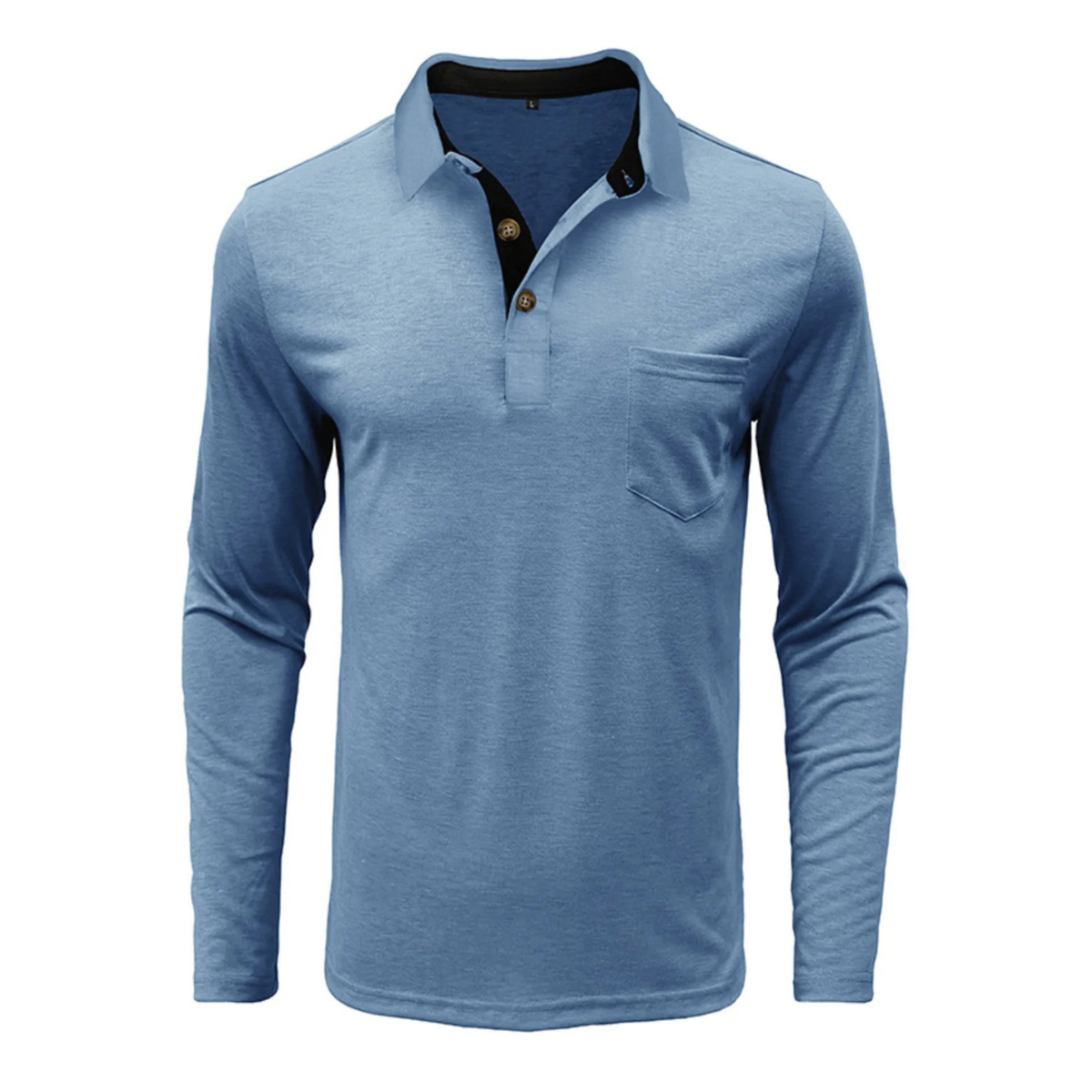 Men's Full Size Button Detail Long Sleeve Polo Plus Size