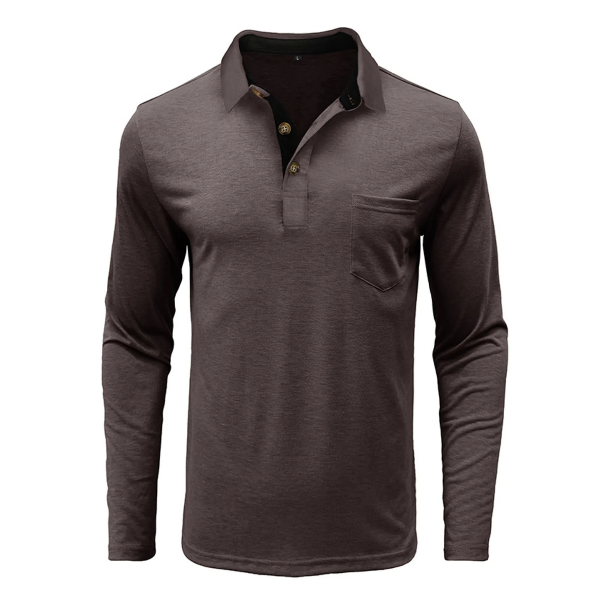 Men's Full Size Button Detail Long Sleeve Polo Plus Size
