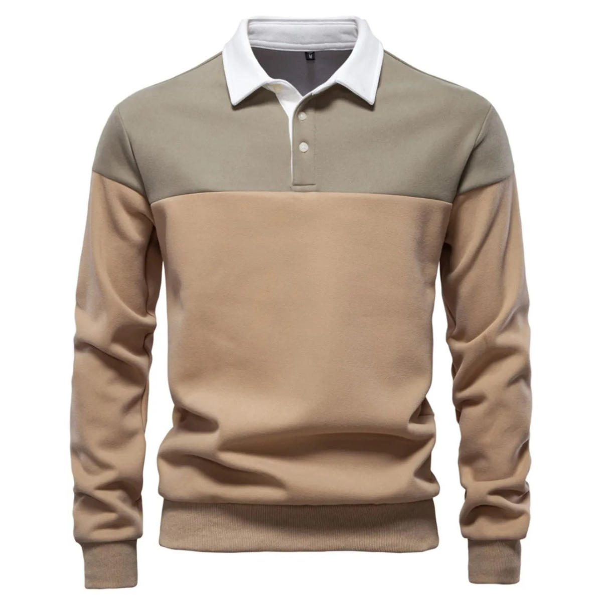 Men's Collared Neck Contrast Long Sleeve Polo
