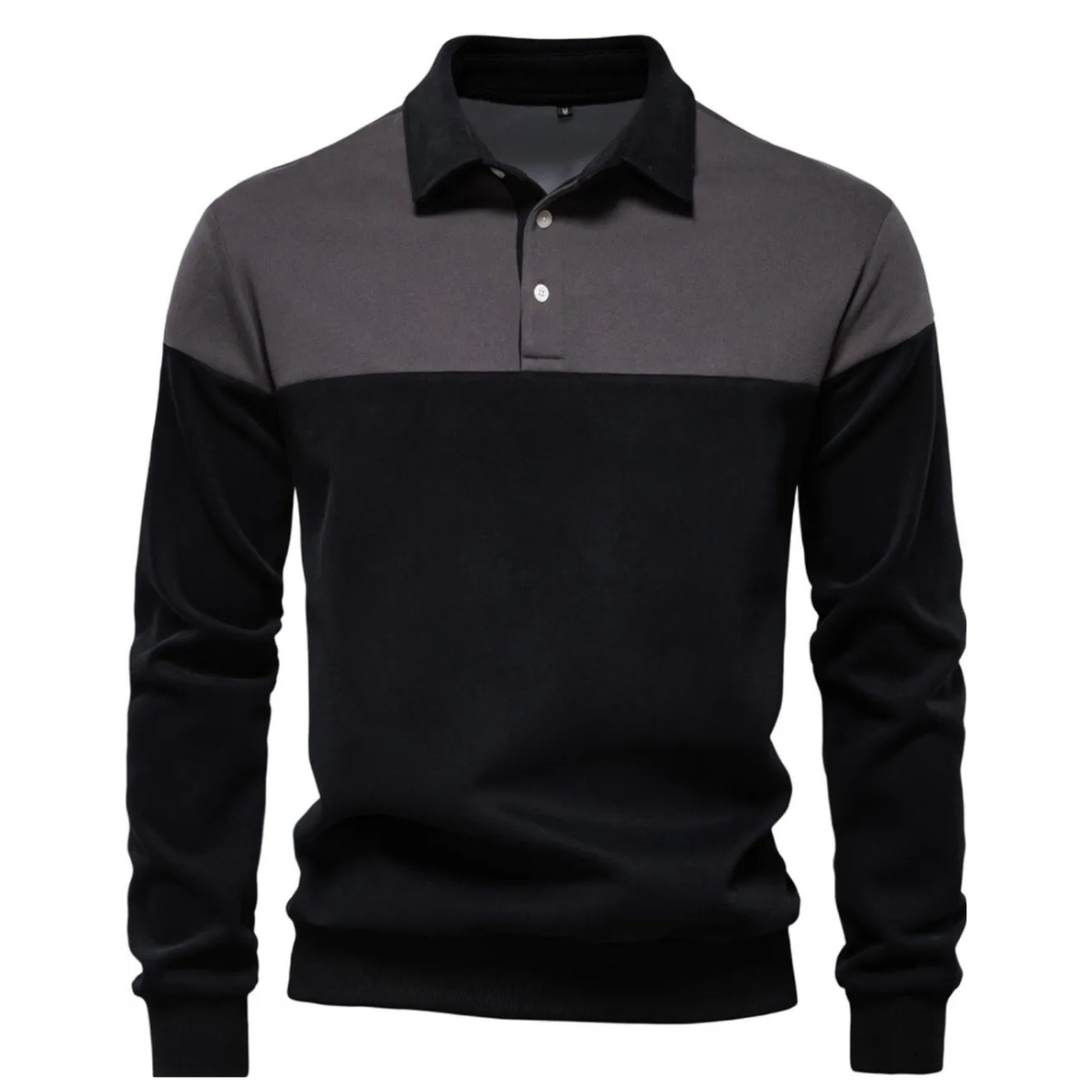 Men's Collared Neck Contrast Long Sleeve Polo