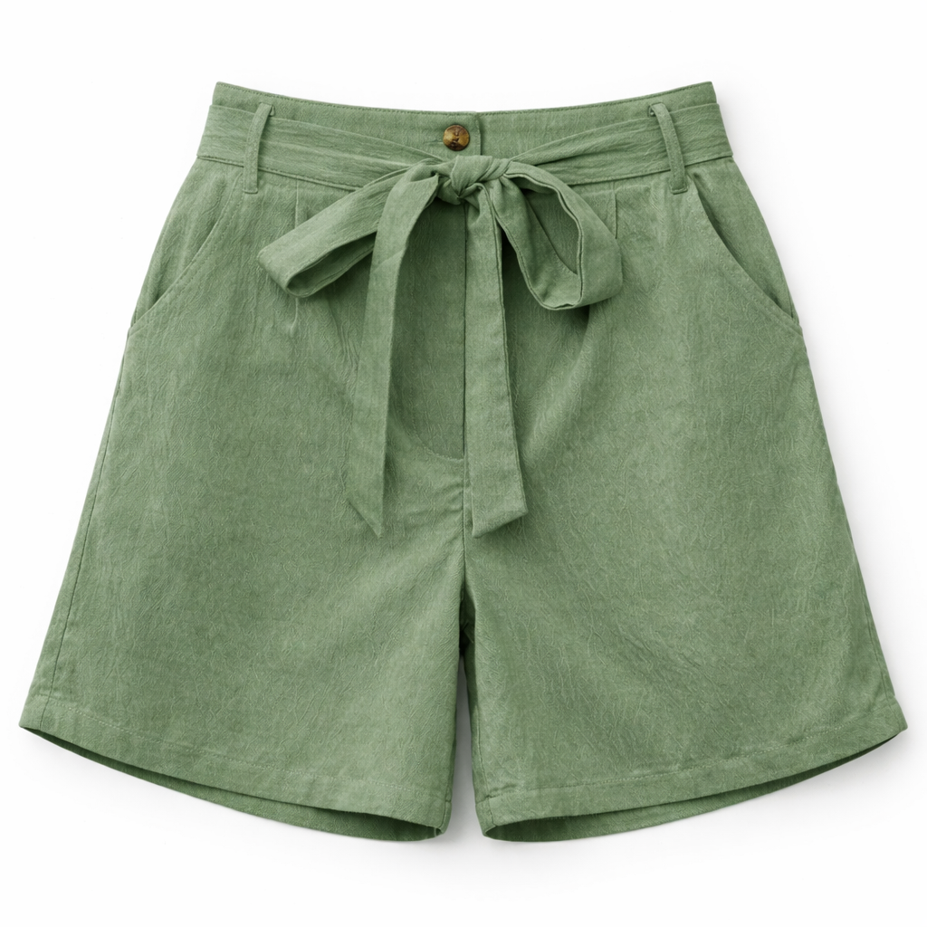 Tied High Waist Shorts with Pockets