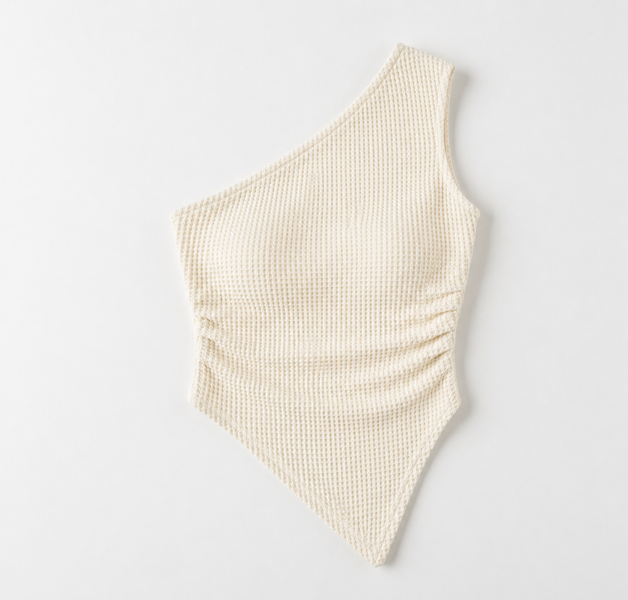 One-Shoulder Waffle Knit Tank