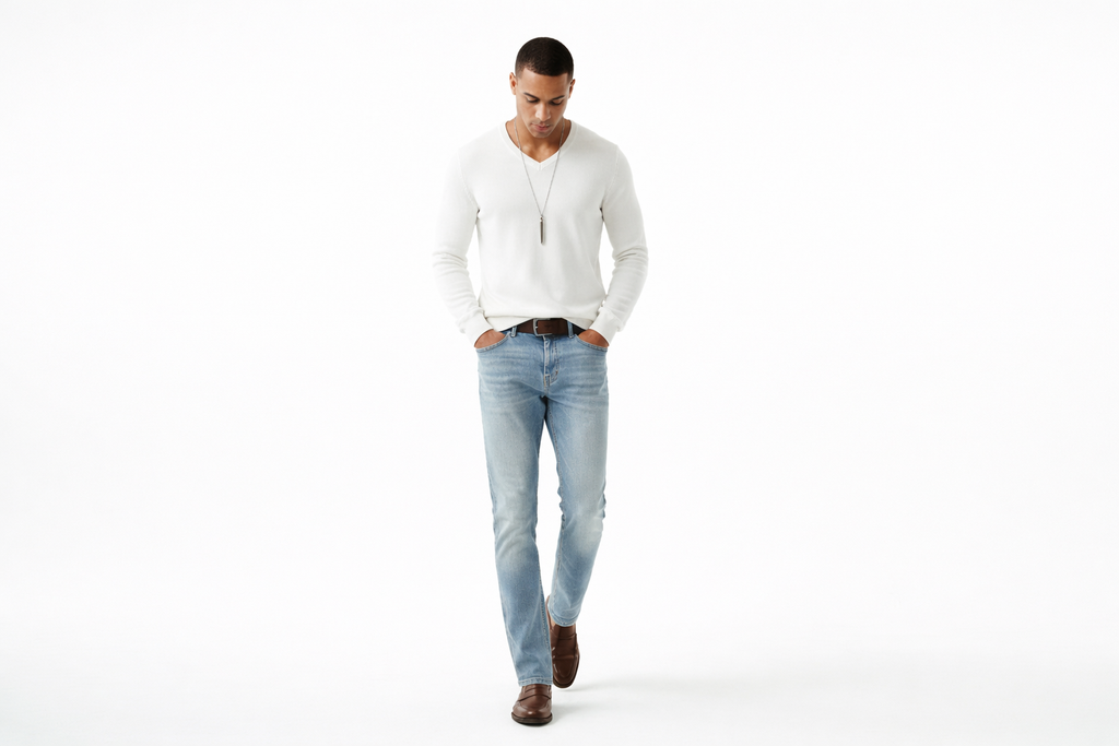 Wash Straight Fit Casual Jeans