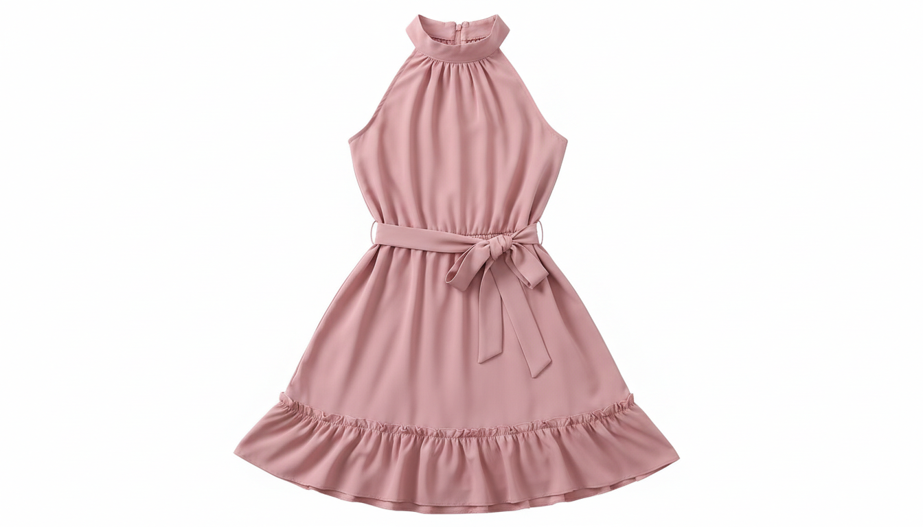 Amore A-Line Belted Ruffle Dress