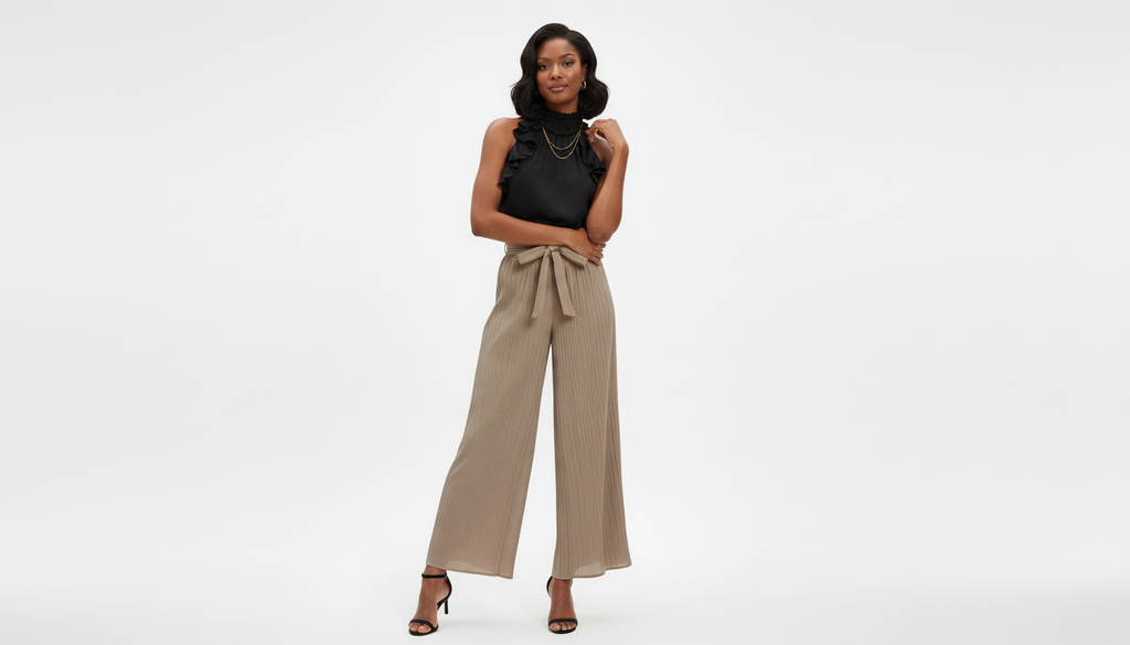 Tied Wide Leg Long Pants