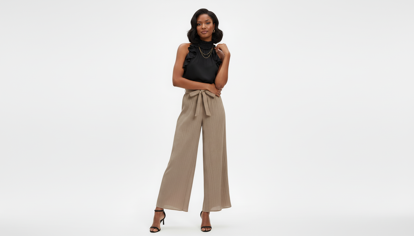 Tied Wide Leg Long Pants
