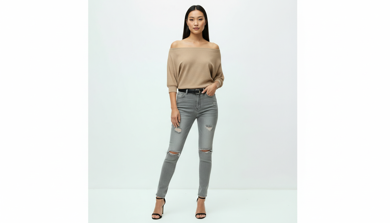Round Neck Half Sleeve Knit Top