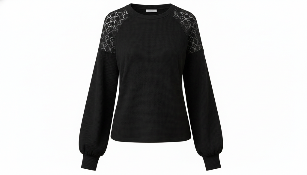 Lantern Sleeve Round Neck Blouse