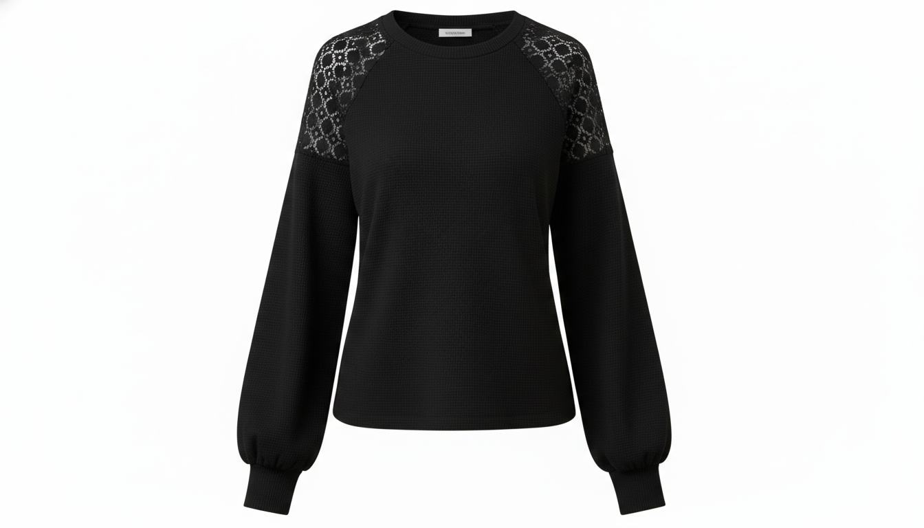 Lantern Sleeve Round Neck Blouse
