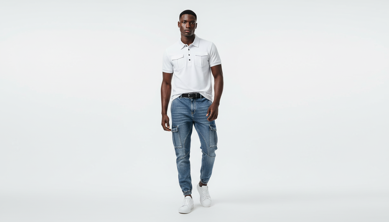 Cargo Relaxed Fit Drawstring Jeans