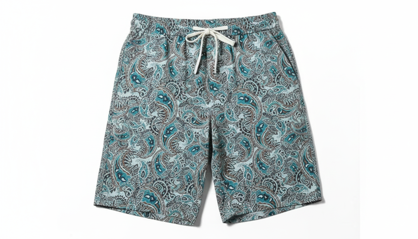 Paisley Print Drawstring Beach Shorts