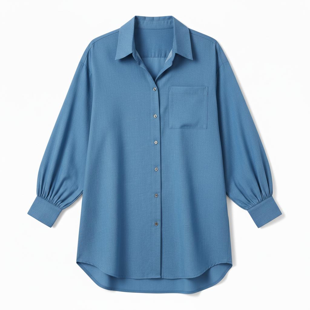 Button Up Lantern Sleeve Oversized Shirt