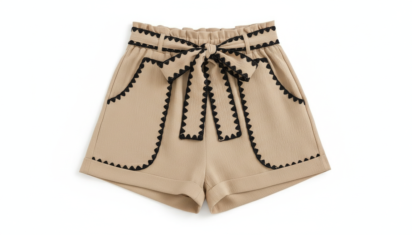 Tied Contrast Trim Shorts