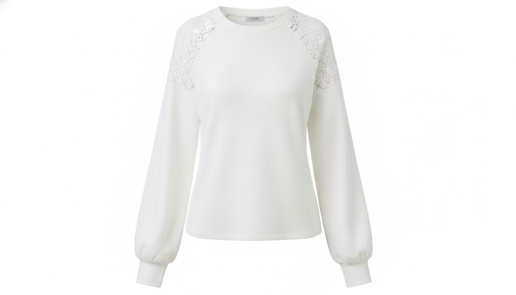 Lantern Sleeve Round Neck Blouse