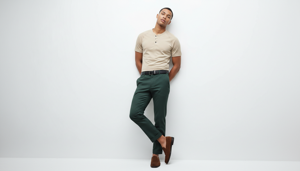 Men's Short Sleeve Henley Button Top
