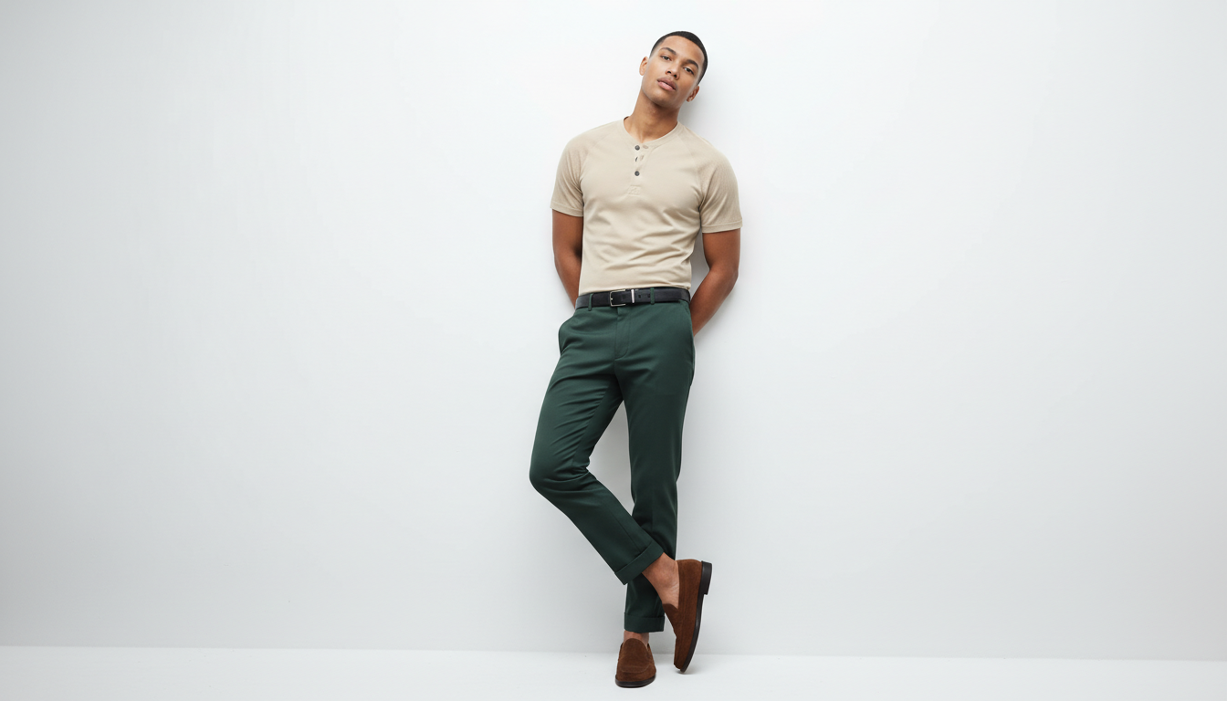 Men's Short Sleeve Henley Button Top