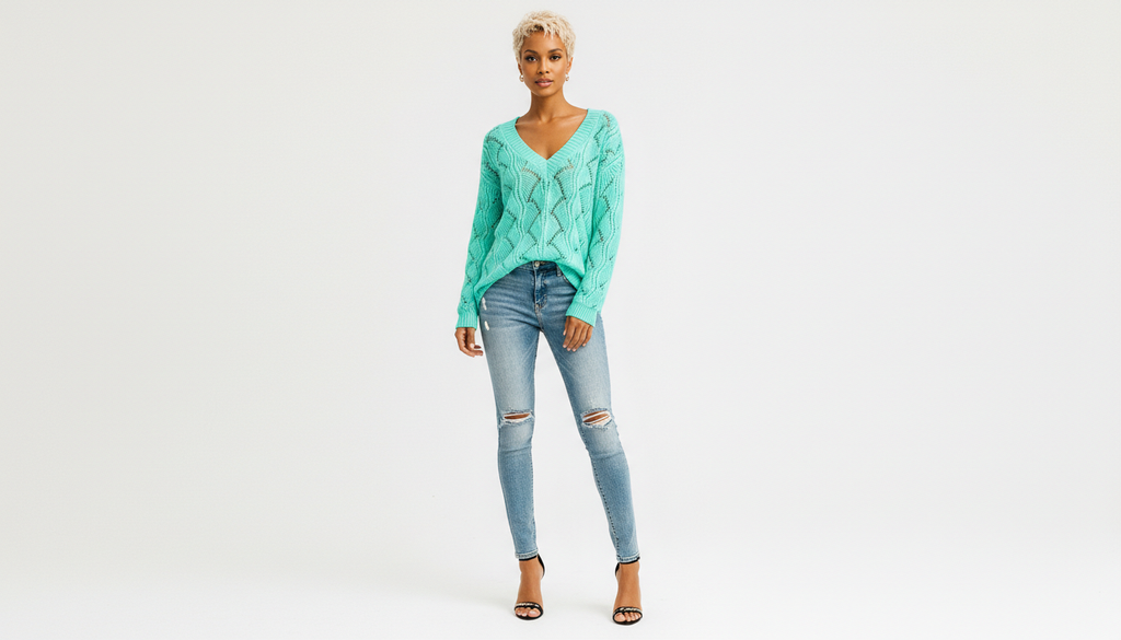 Elegant Texture V-Neck Knit Top