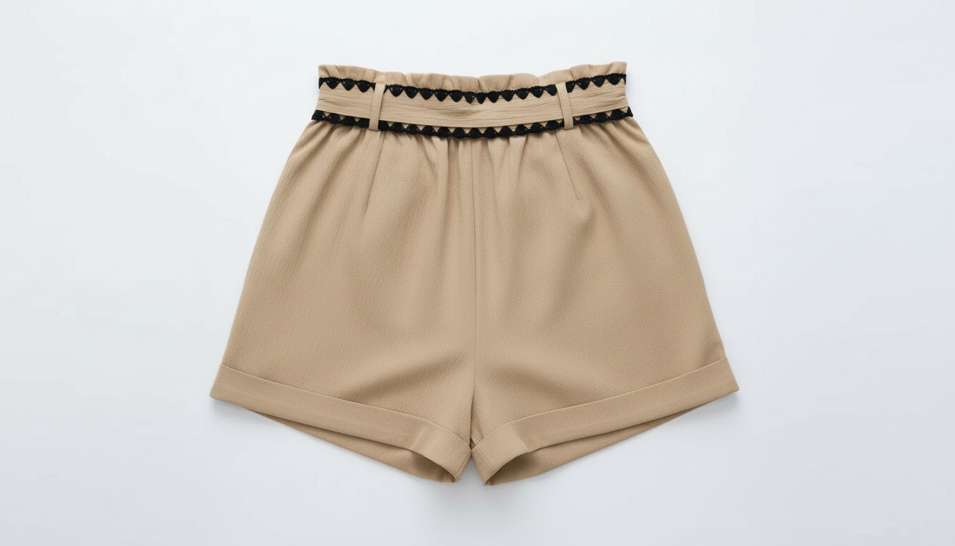Tied Contrast Trim Shorts