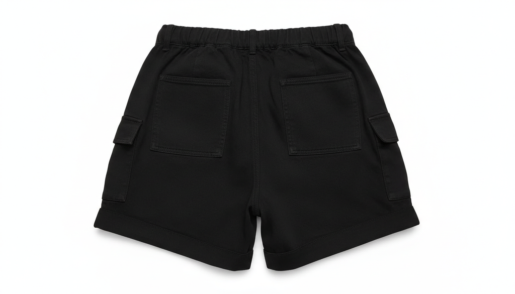 High Waist Denim Cargo Shorts
