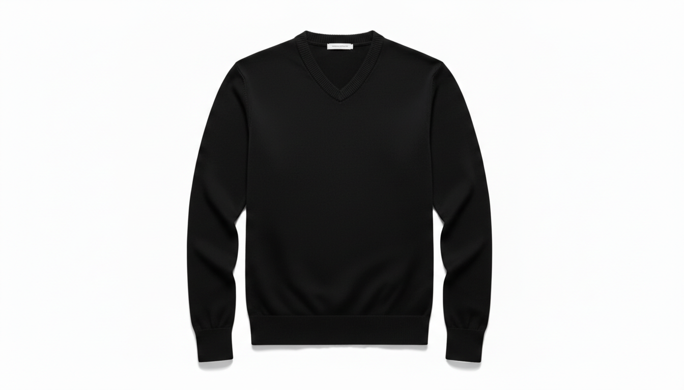 Men's Ribbed Hem V-Neck Long Sleeve Sweater