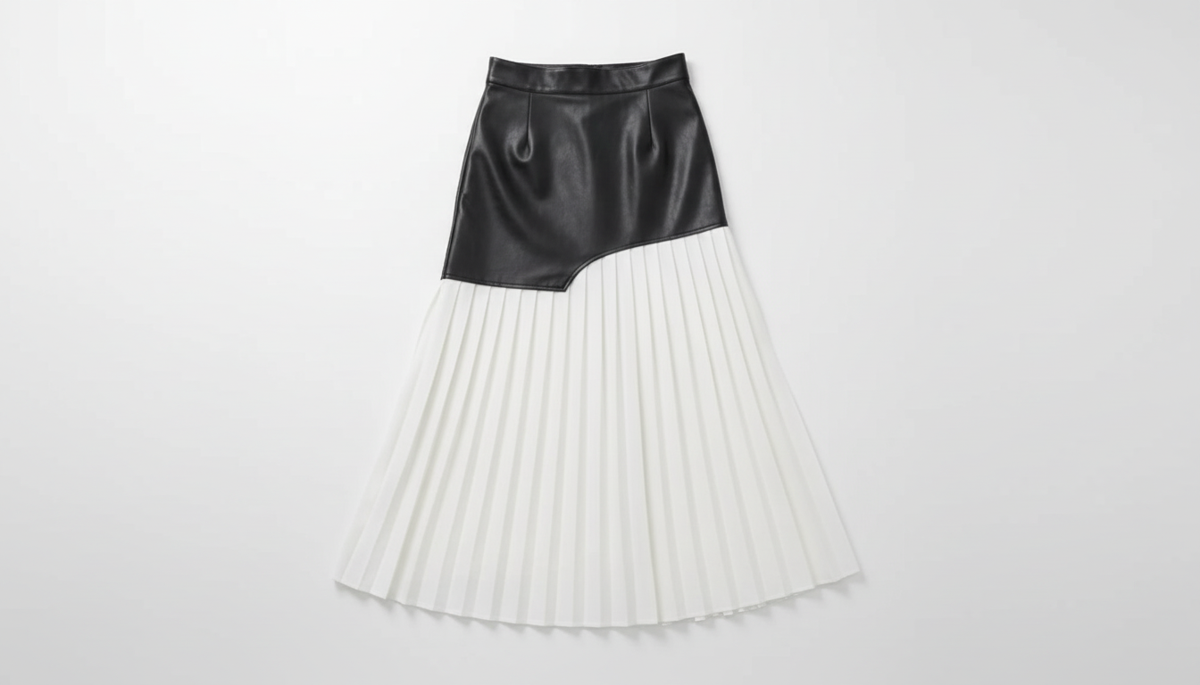 Pleated Contrast High Rise Skirt