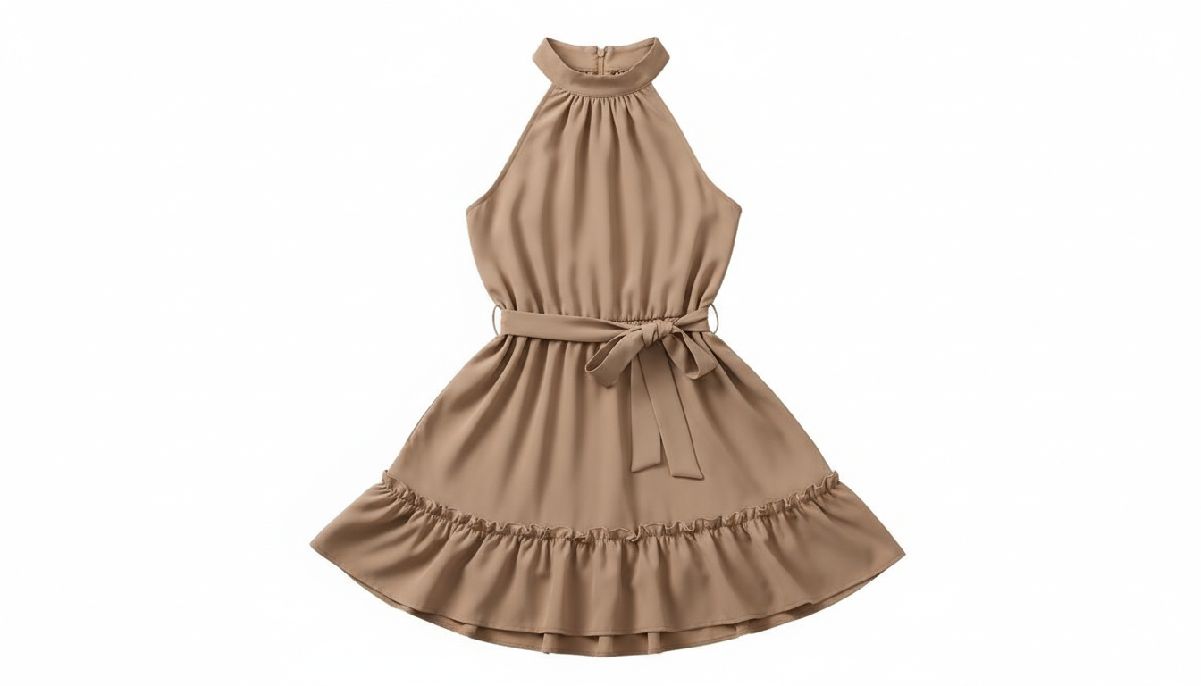 Amore A-Line Belted Ruffle Dress