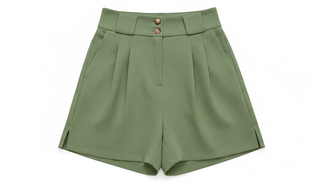 Amore Two-Button Wide Waistband Shorts