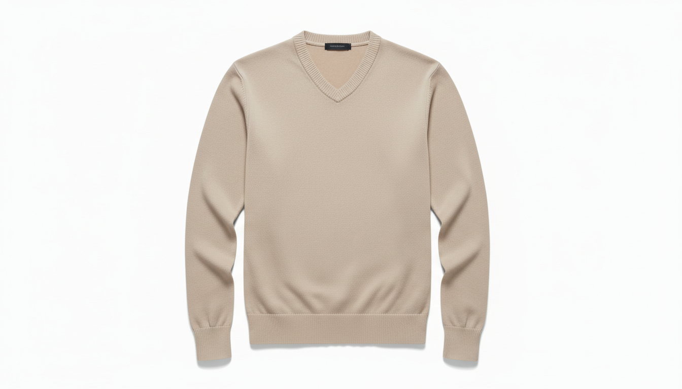 Men's Ribbed Hem V-Neck Long Sleeve Sweater