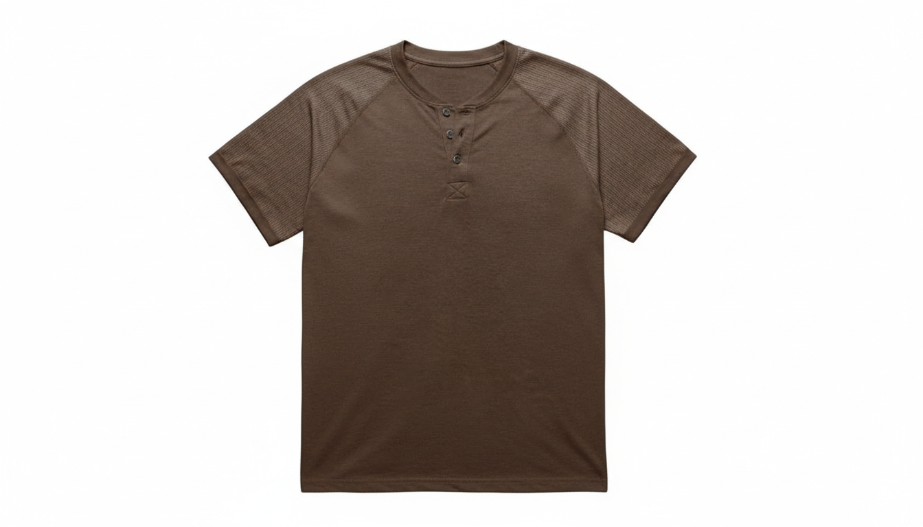 Men's Short Sleeve Henley Button Top