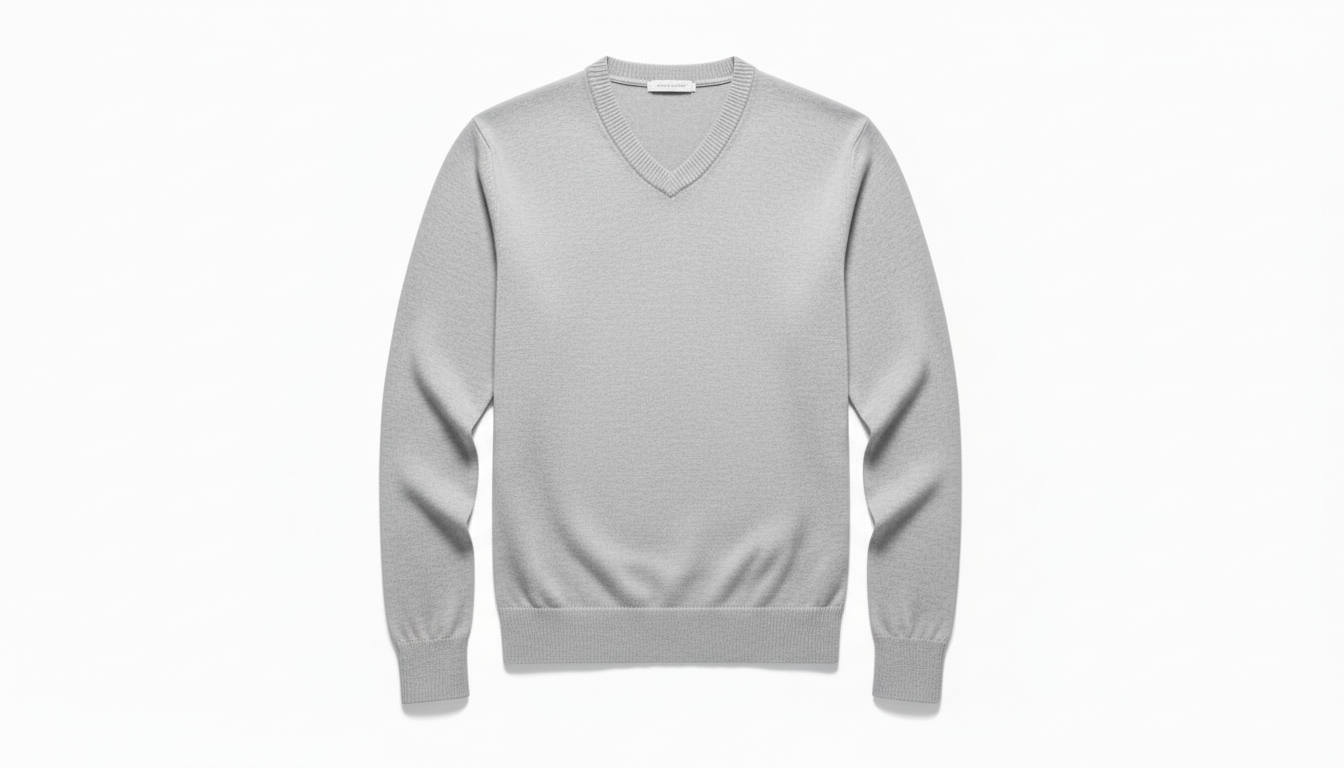 Men's Ribbed Hem V-Neck Long Sleeve Sweater
