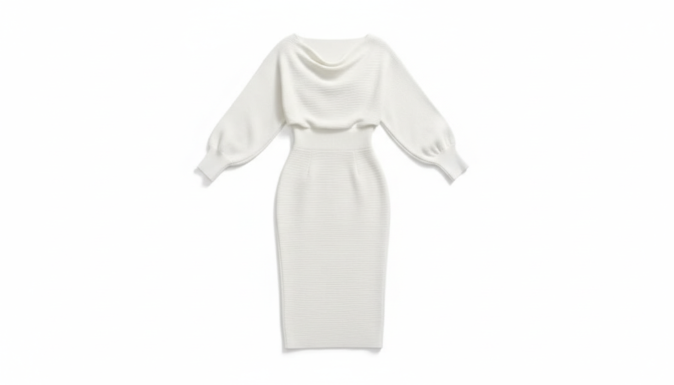 Cowl Neck Knit Body con Dress