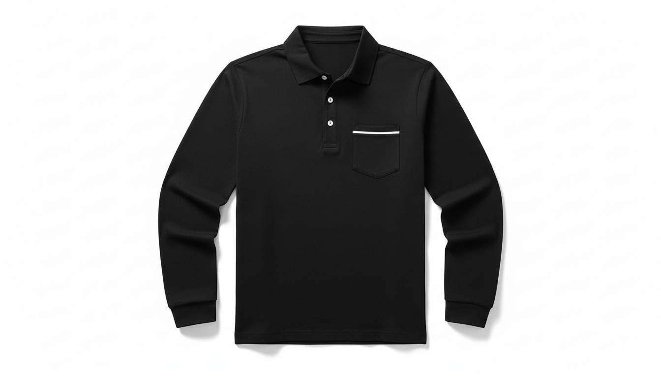 Men's Full Size Button Detail Long Sleeve Polo Plus Size