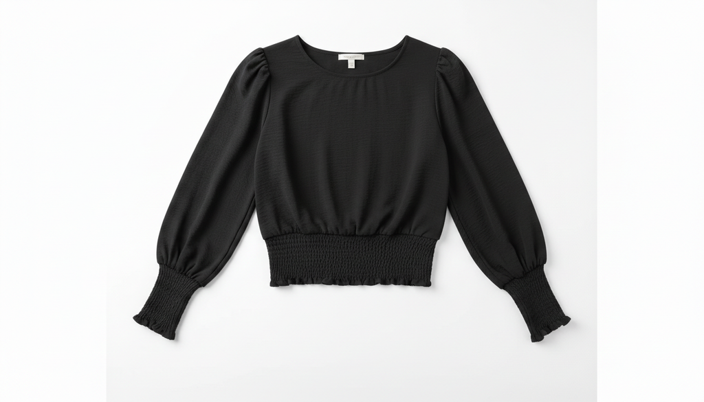 Smocked Waist Round Neck Blouse