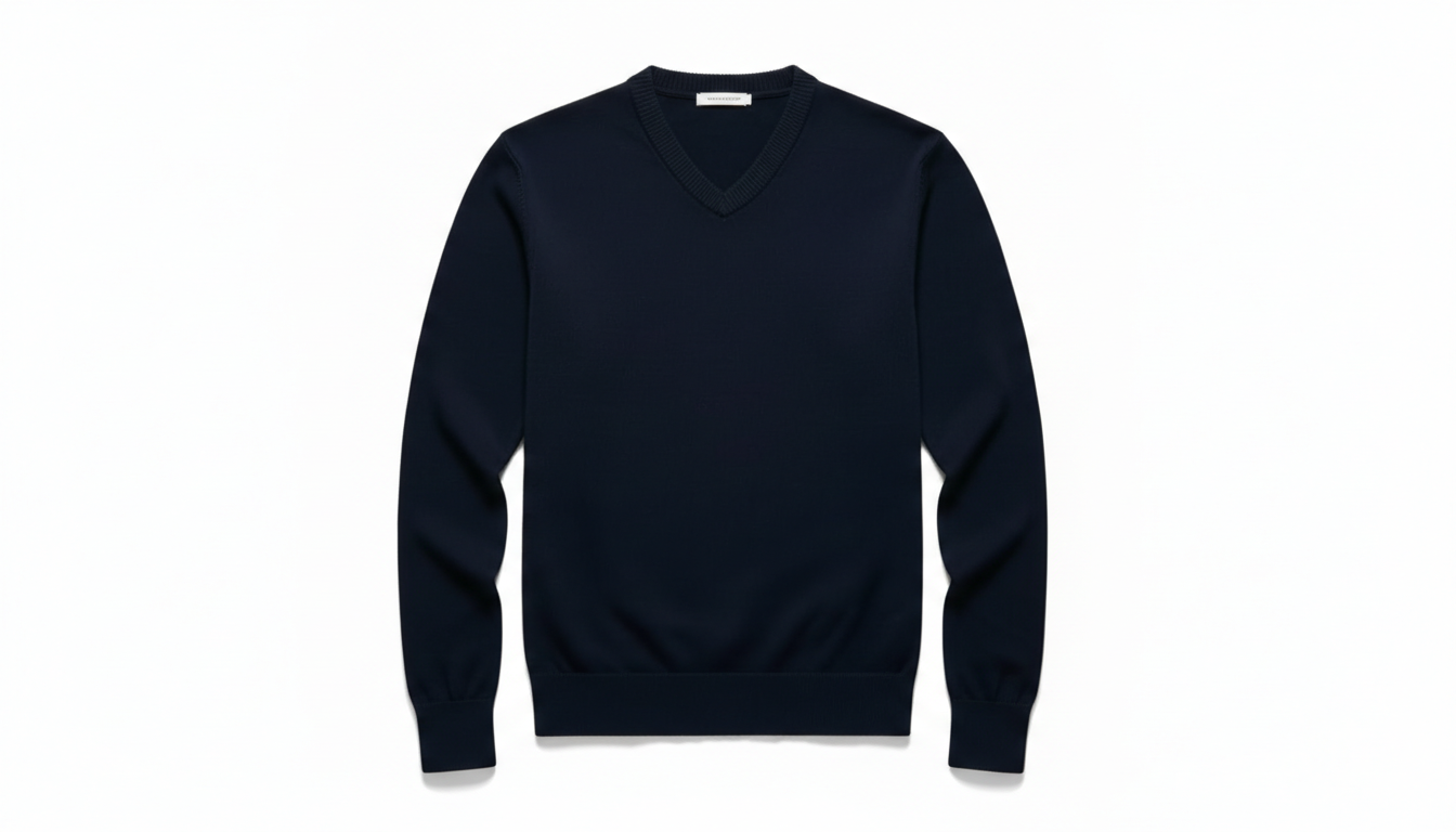 Men's Ribbed Hem V-Neck Long Sleeve Sweater