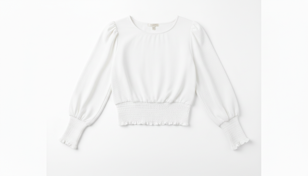 Smocked Waist Round Neck Blouse