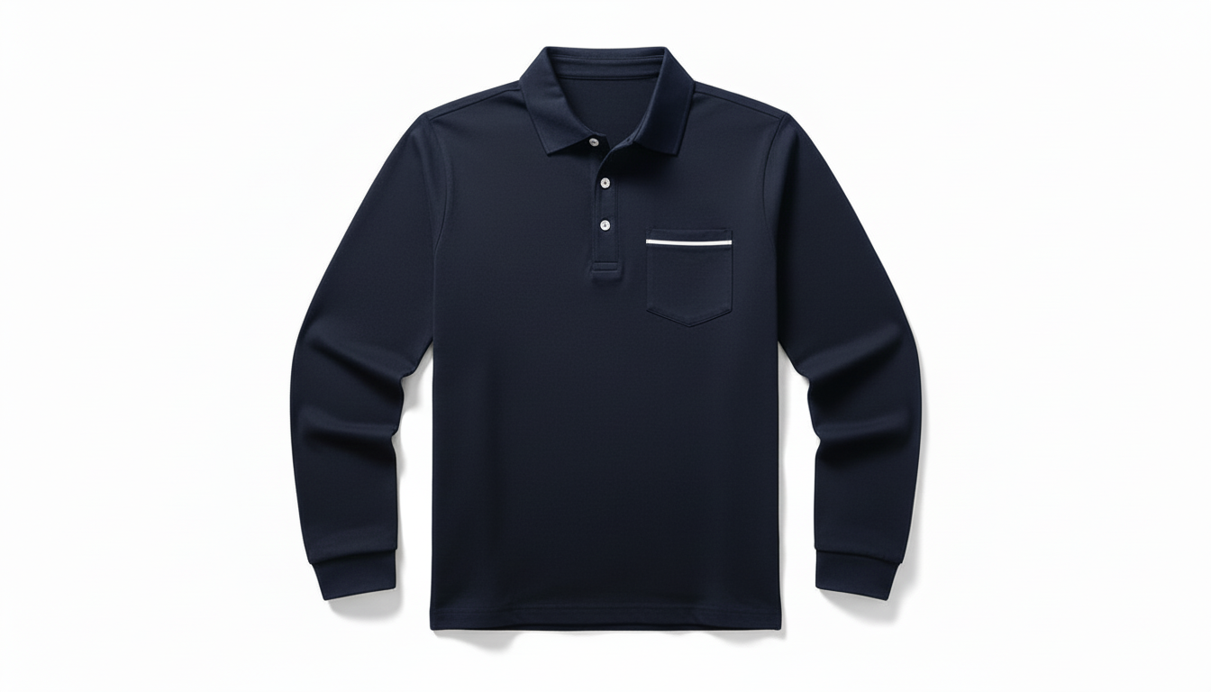 Men's Full Size Button Detail Long Sleeve Polo Plus Size