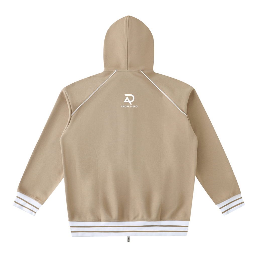 Ambition Striped Trim Zip-Up Hoodie